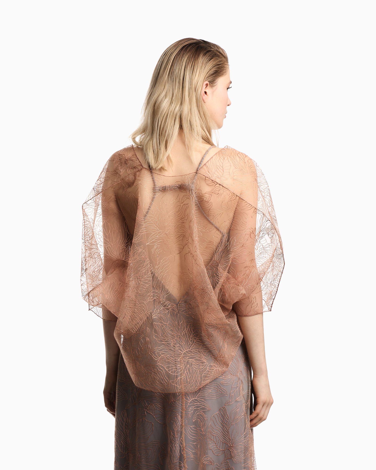 Cappa donna con ricamo floreale Emporio Armani