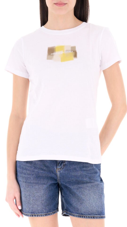 T-shirt donna girocollo con stampa Armani Exchange