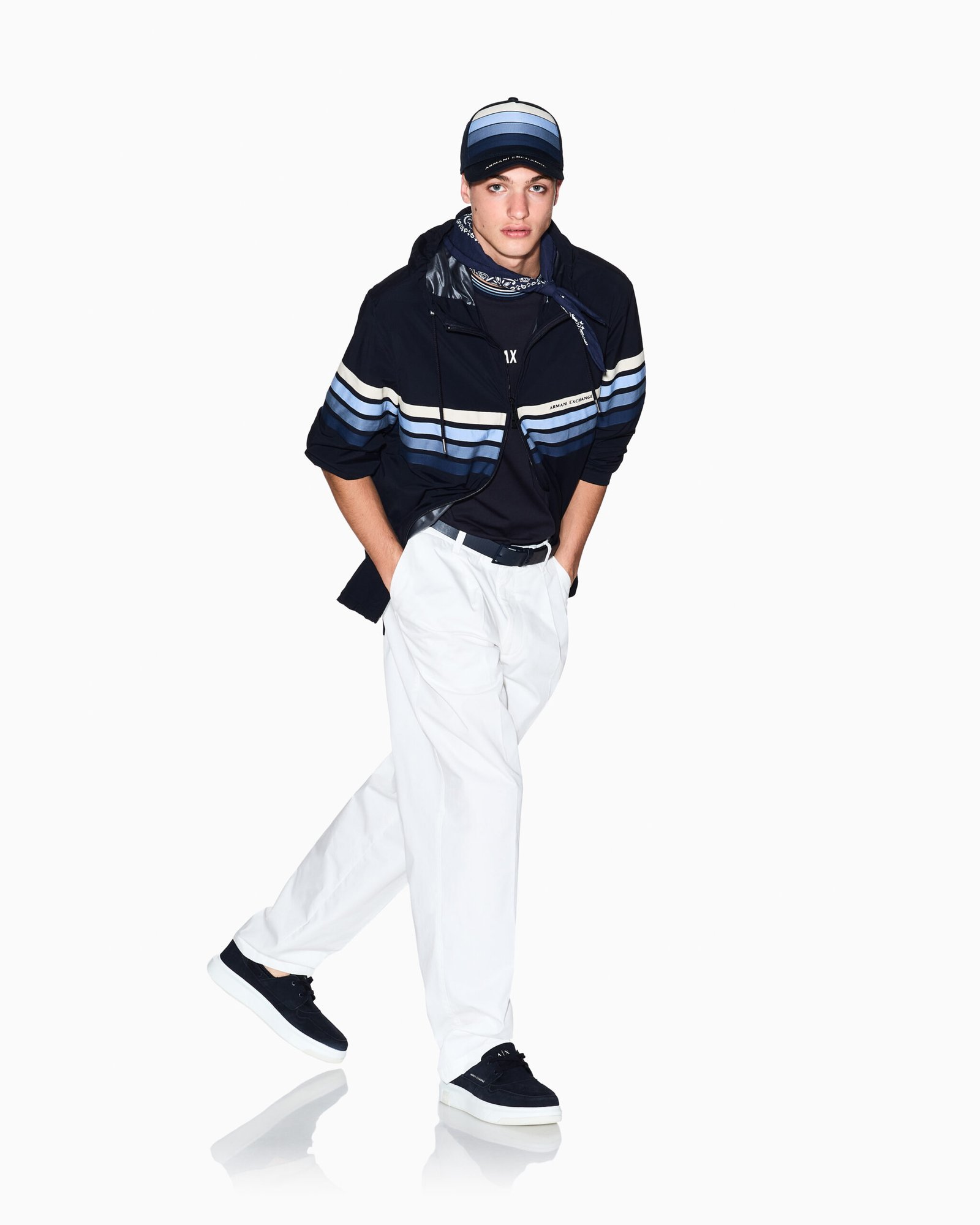 Giubbotto striscie con cappuccio Armani Exchange