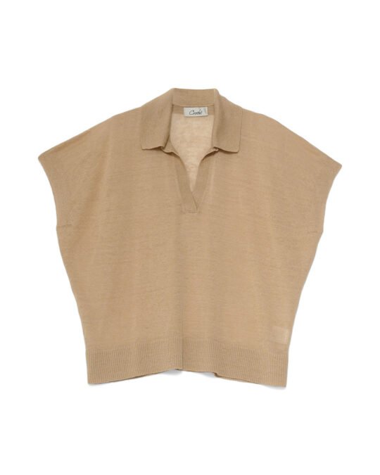 Polo donna Senza Bottoni Lino Crochè
