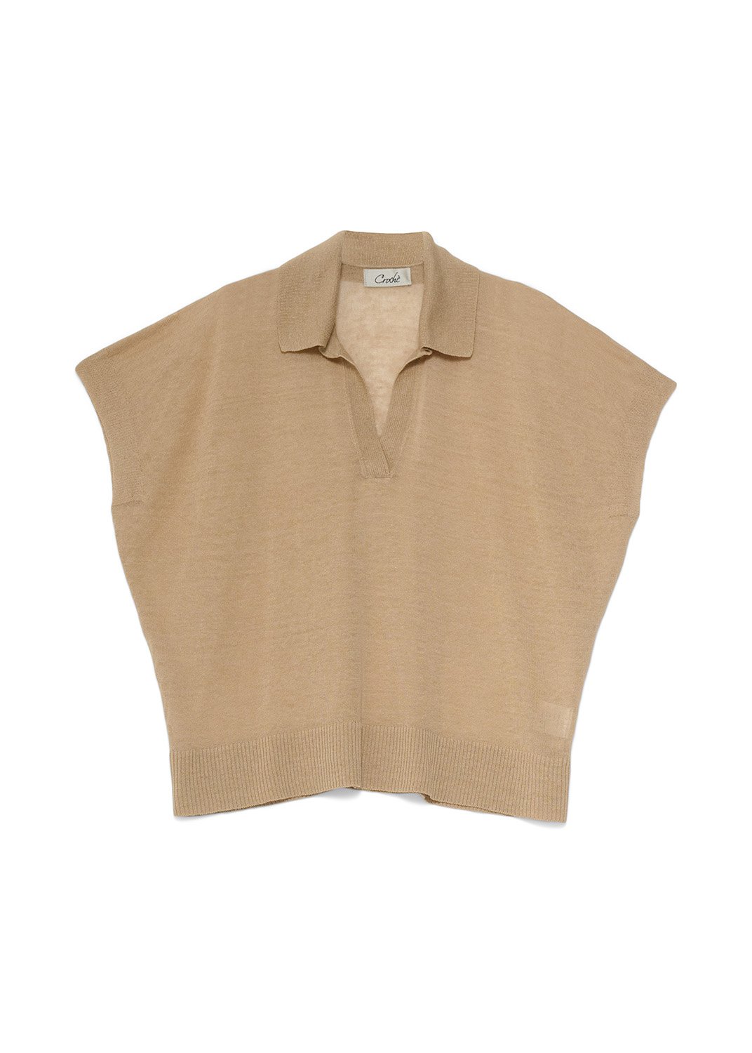 Polo donna Senza Bottoni Lino Crochè