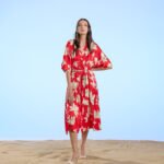 Abito donna in raso a fantasia Fiore e Riga Crochè