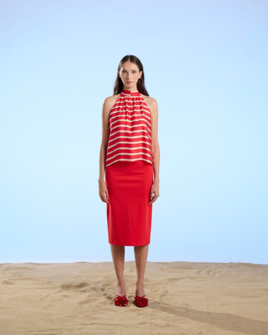 Top in raso Fantasia Riga Fiore Crochè donna