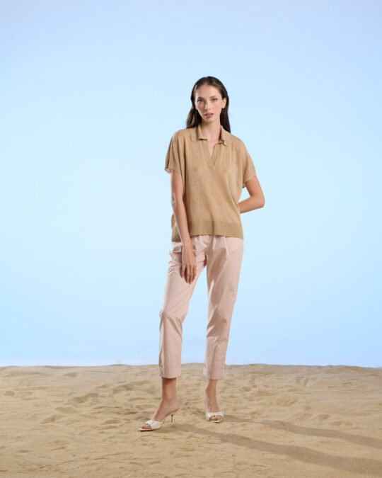Pantalone donna Regular Popeline Crochè