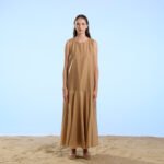 Abito Lungo Balze Voile Crochè donna colore beige