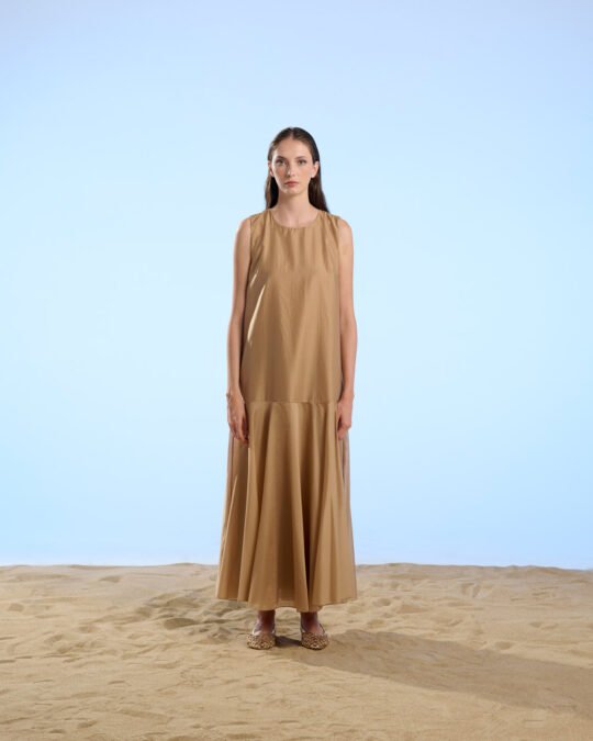 Abito Lungo Balze Voile Crochè donna colore beige