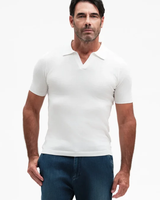 Polo uomo Derby in puro cotone White Wise