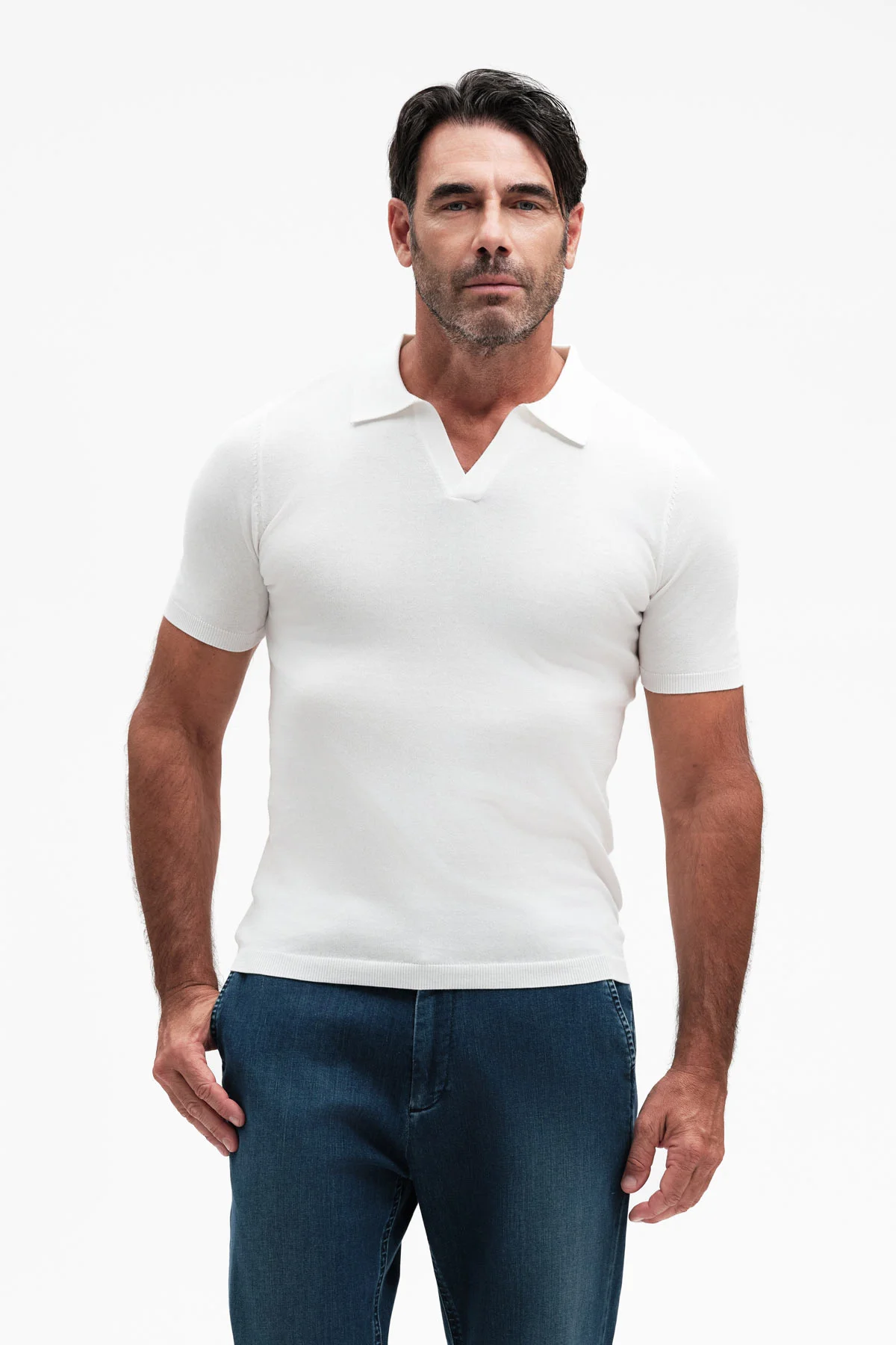 Polo uomo Derby in puro cotone White Wise