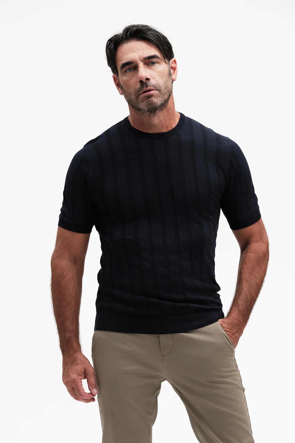 Maglia girocollo uomo a manica corta in cotone White Wise