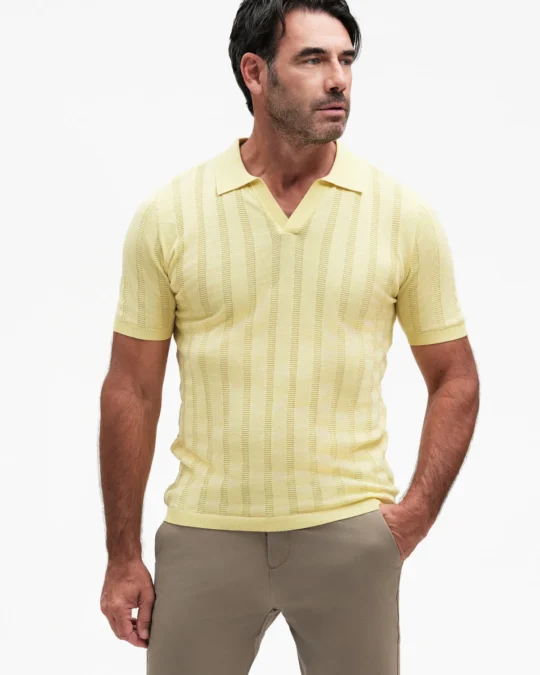 Polo uomo Derby a costa piatta in cotone White Wise