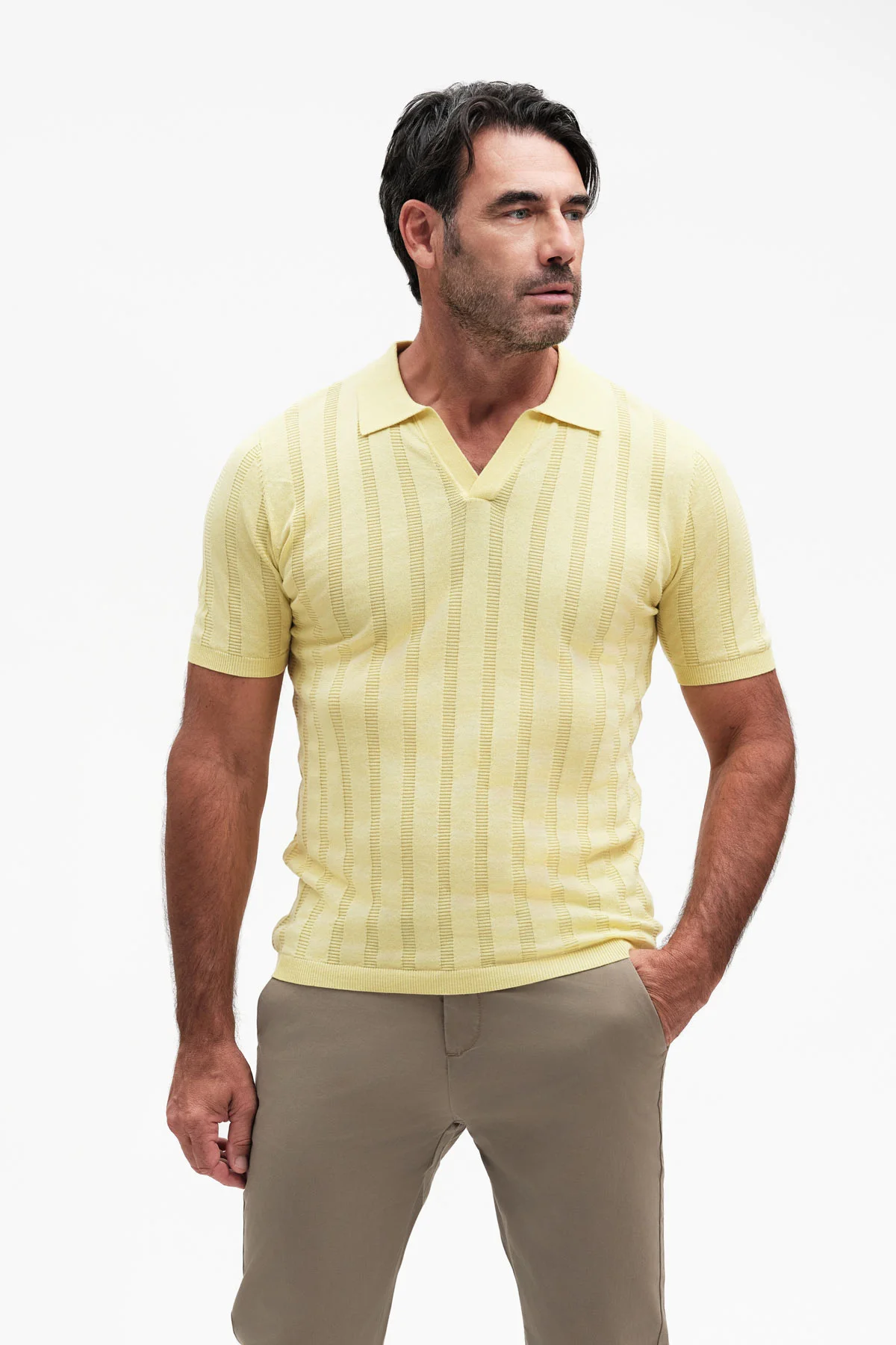 Polo uomo Derby a costa piatta in cotone White Wise