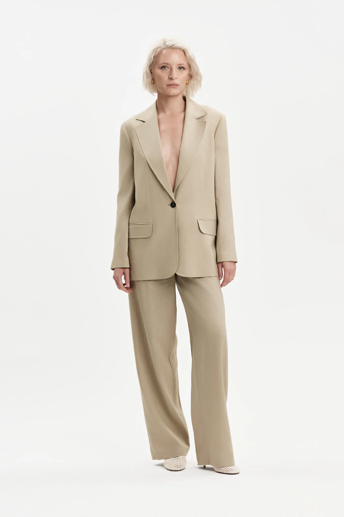 Giacca donna in misto lino White Wise